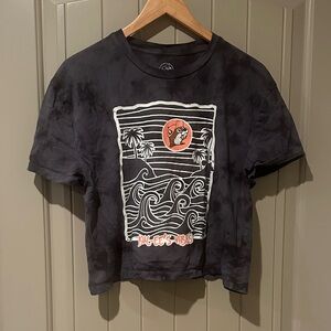 Black Graphic Tee with Surf Design